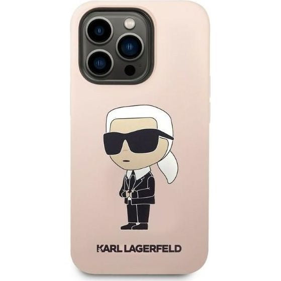 Schutzhülle Karl Lagerfeld Silicone Ikonik für iPhone 14 Pro, Rosa