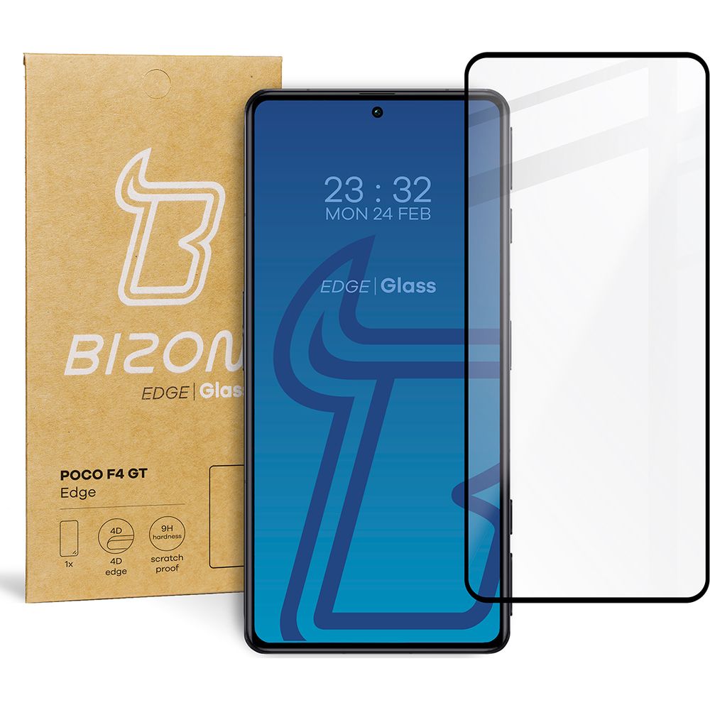 Gehärtetes Glas Bizon Glass Edge für Xiaomi Poco F4 GT, Schwarz