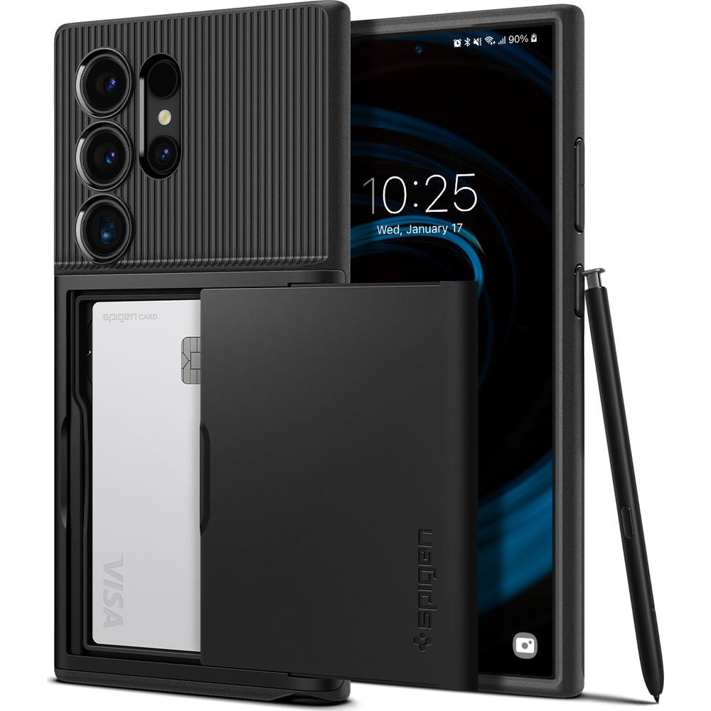 Schutzhülle für Galaxy S24 Ultra, Spigen Slim Armor CS, Schwarz