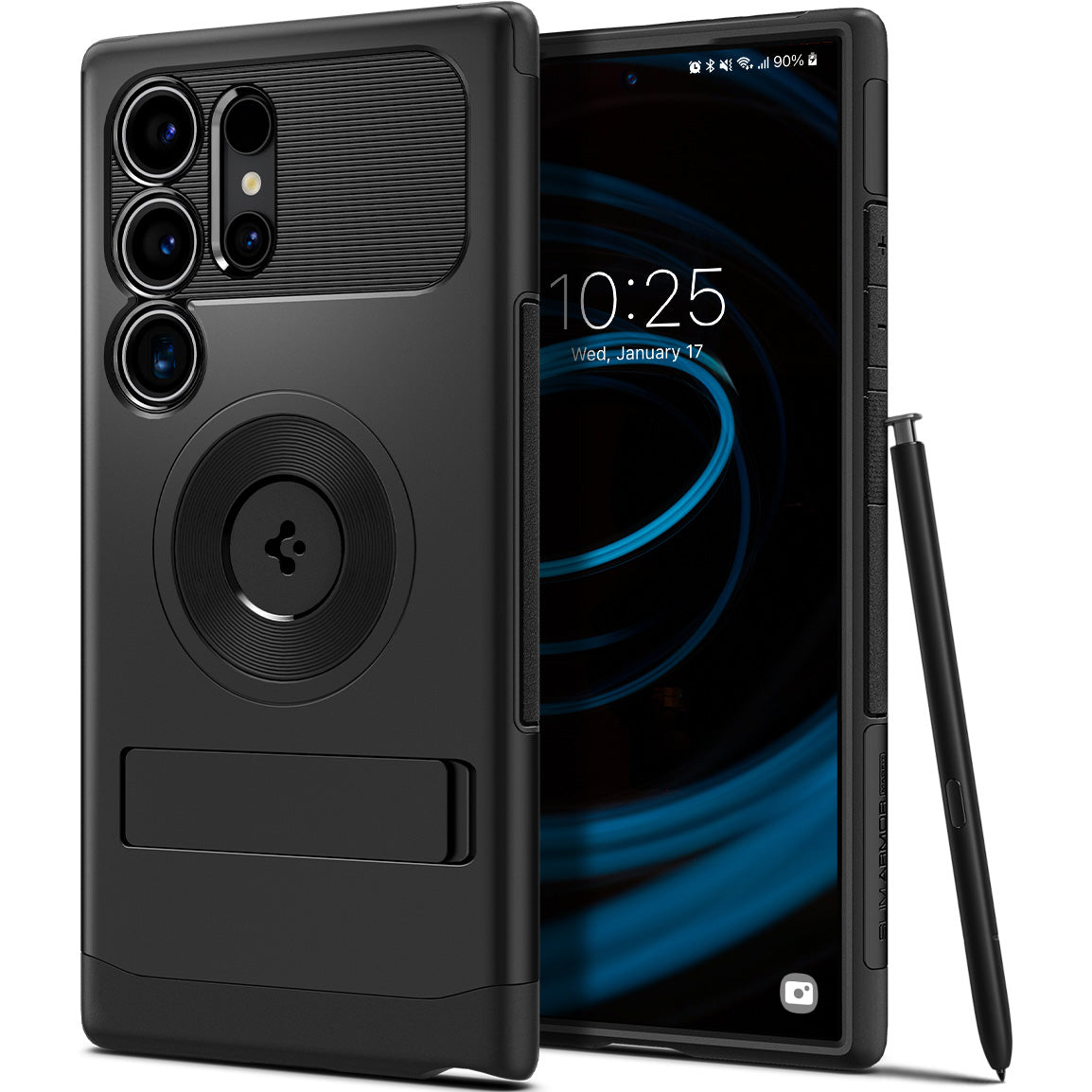 Schutzhülle für Galaxy S24 Ultra, Spigen Slim Armor MagFit, Schwarz