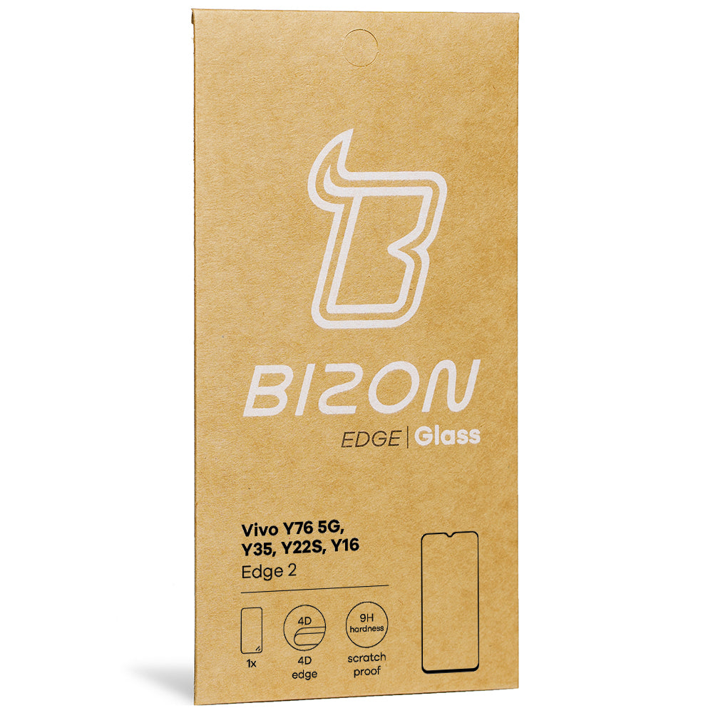 Gehärtetes Glas Bizon Glass Edge 2 für Vivo Y76 5G / Y35 / Y22s / Y16, Schwarz