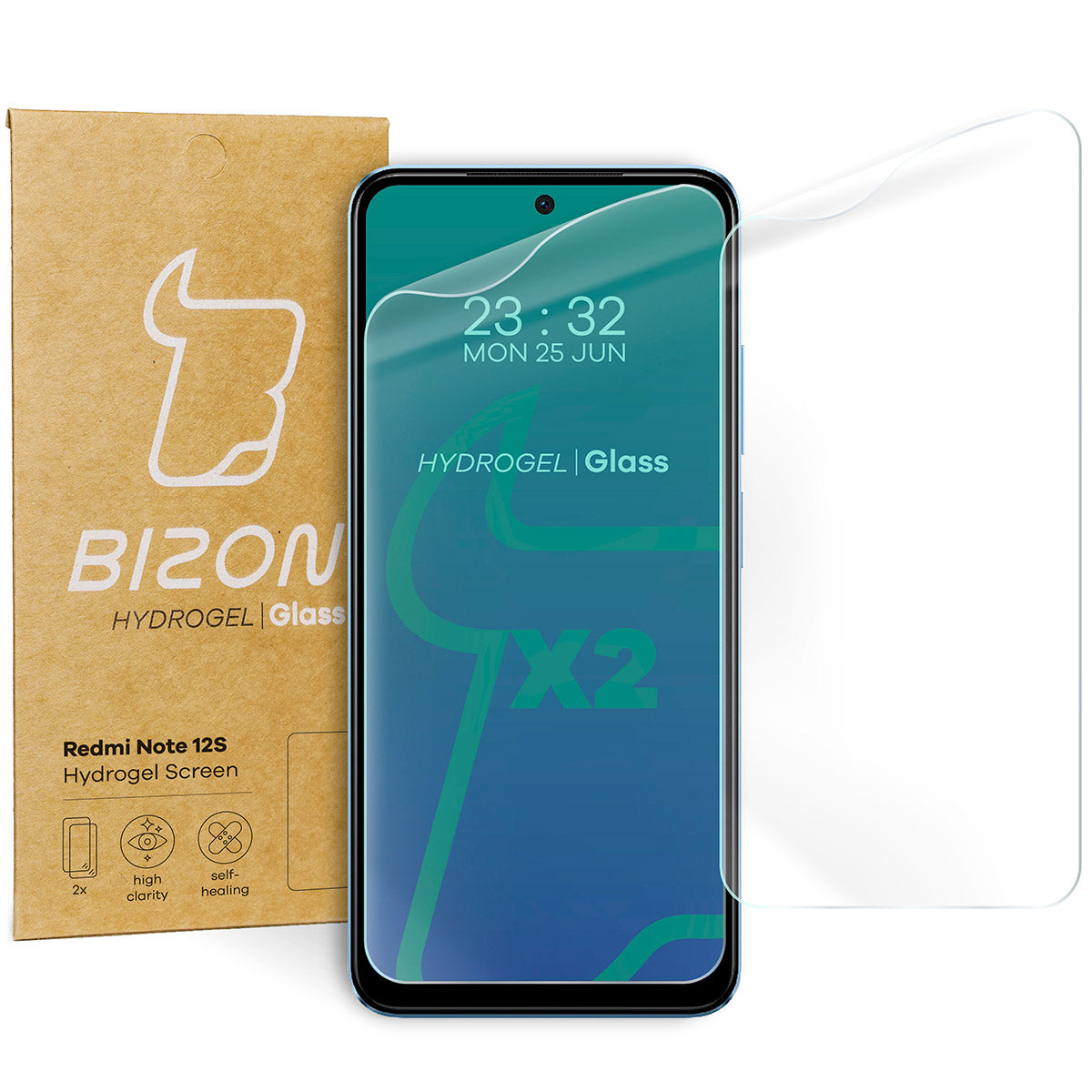 Hydrogel Folie für den Bildschirm Bizon Glass Hydrogel für Redmi Note 12S, 2 Stück