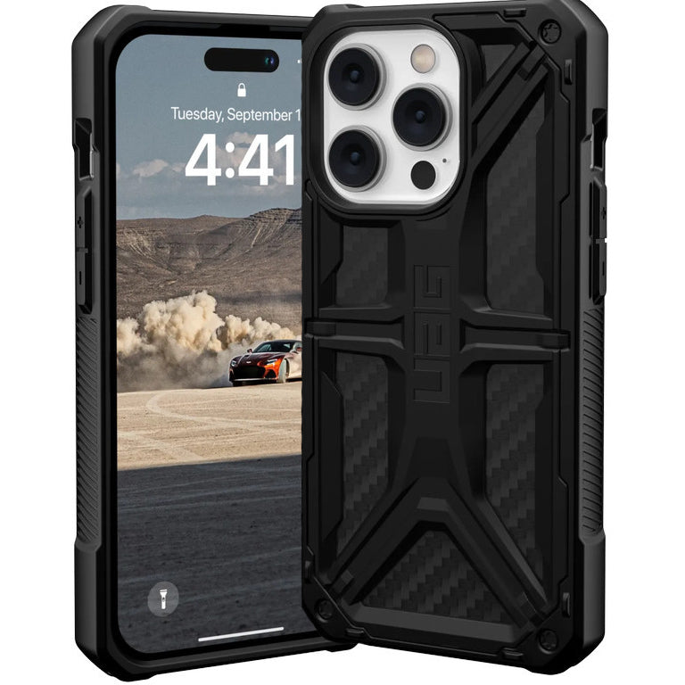 Schutzhülle Urban Armor Gear Monarch für iPhone 14 Pro, Schwarz + carbon