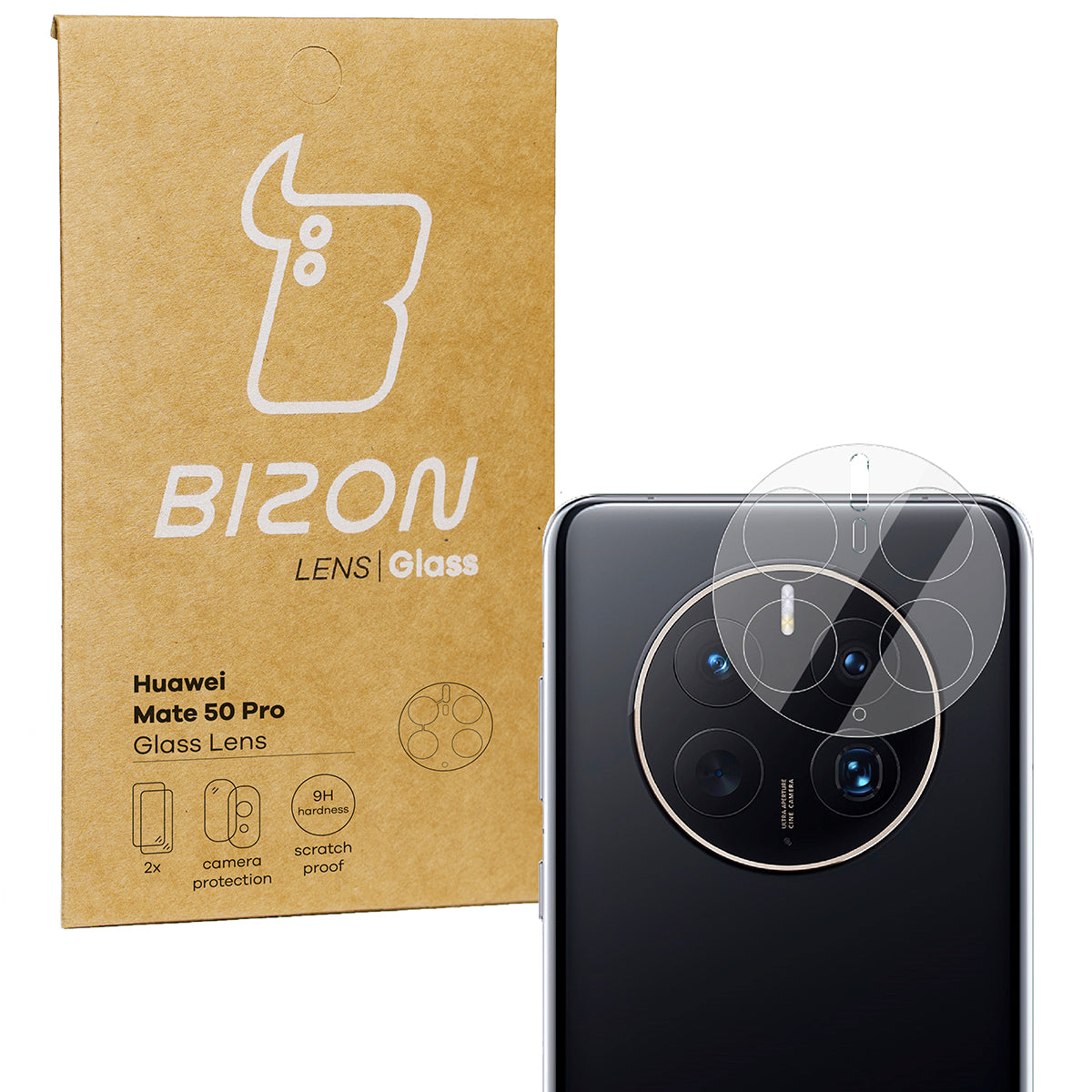 Gehärtetes Glas für die Kamera Bizon Glass Lens für Huawei Mate 50 Pro, 2 Stück