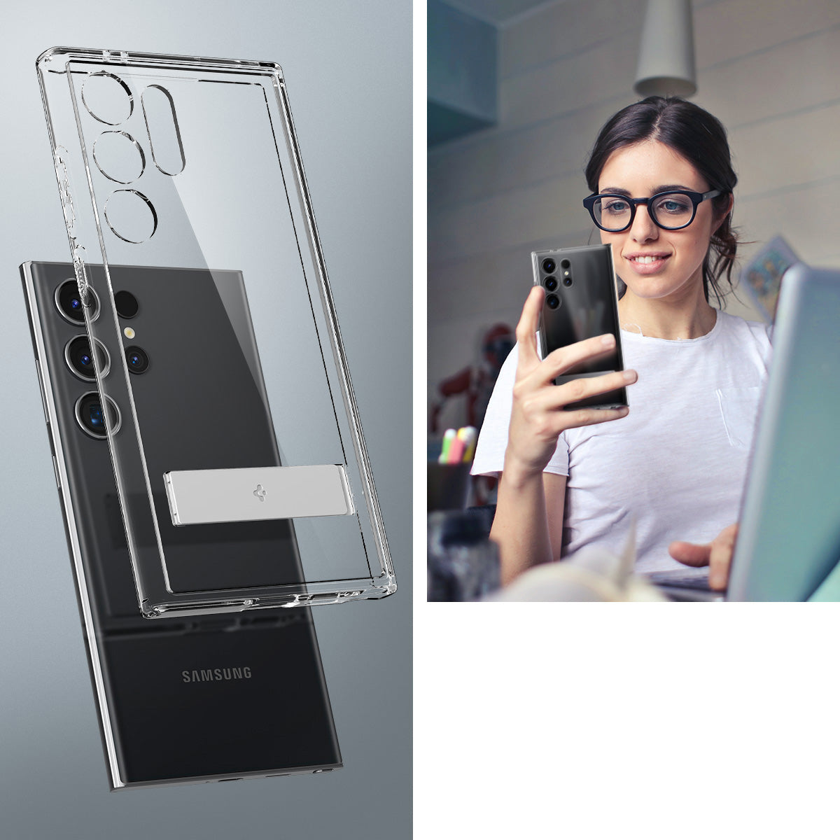 Schutzhülle für Galaxy S24 Ultra, Spigen Ultra Hybrid S, Transparent