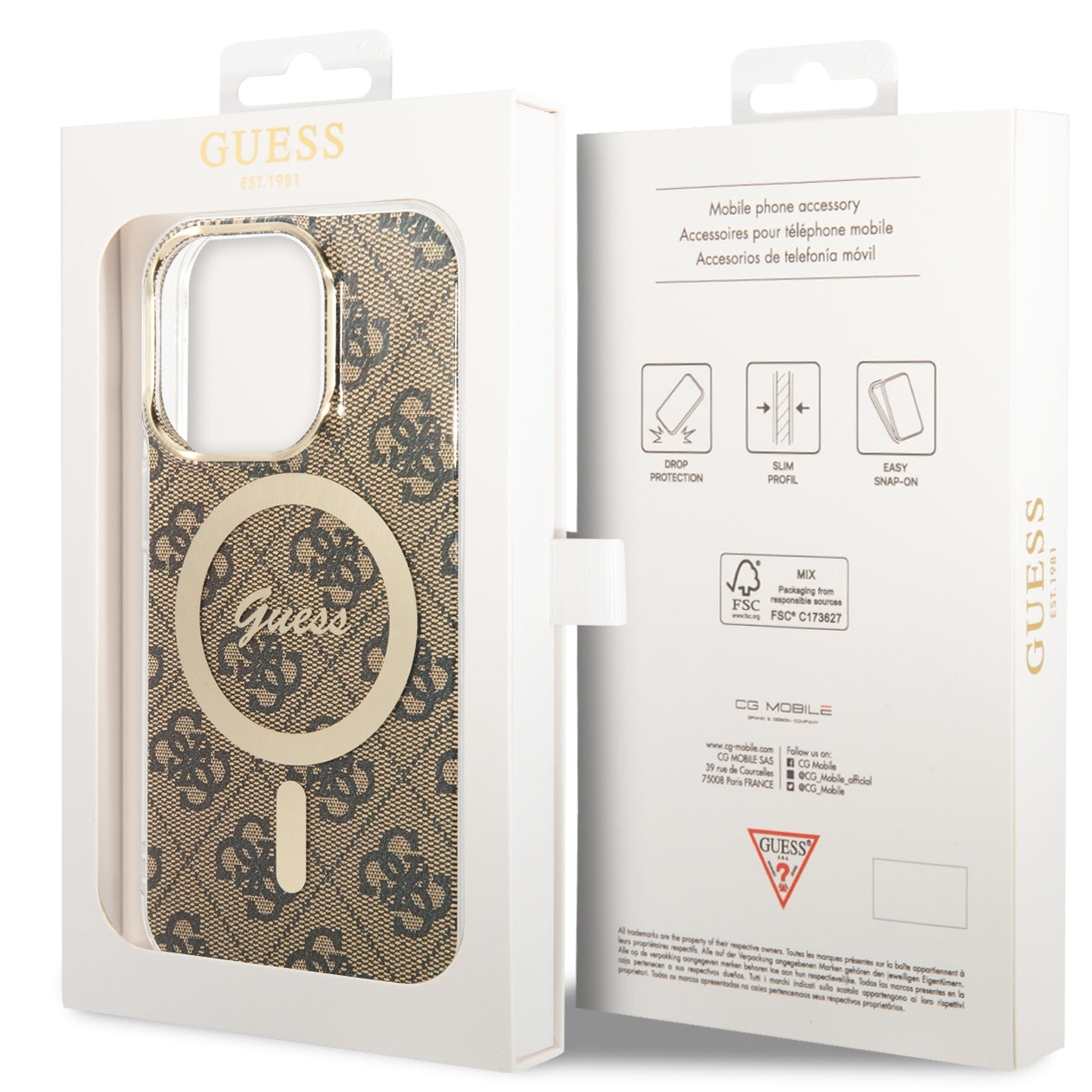 Guess Hardcase 4G MagSafe Tasche für iPhone 13 Pro, braun