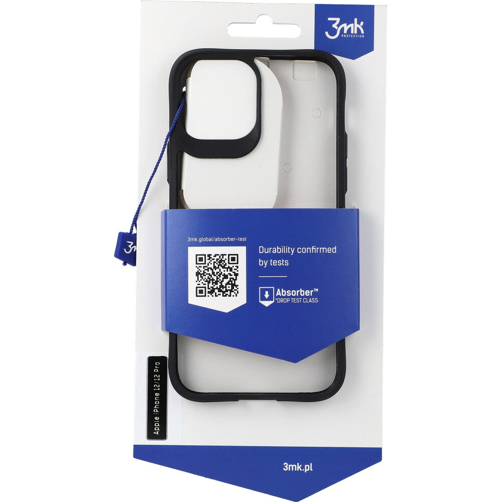 Schutzhülle 3mk Satin Armor Case+ für iPhone 12 / 12 Pro, Transparent mit schwarzem Rahmen