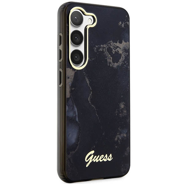 Schutzhülle Guess Hardcase Golden Marble für Galaxy S23, Schwarz
