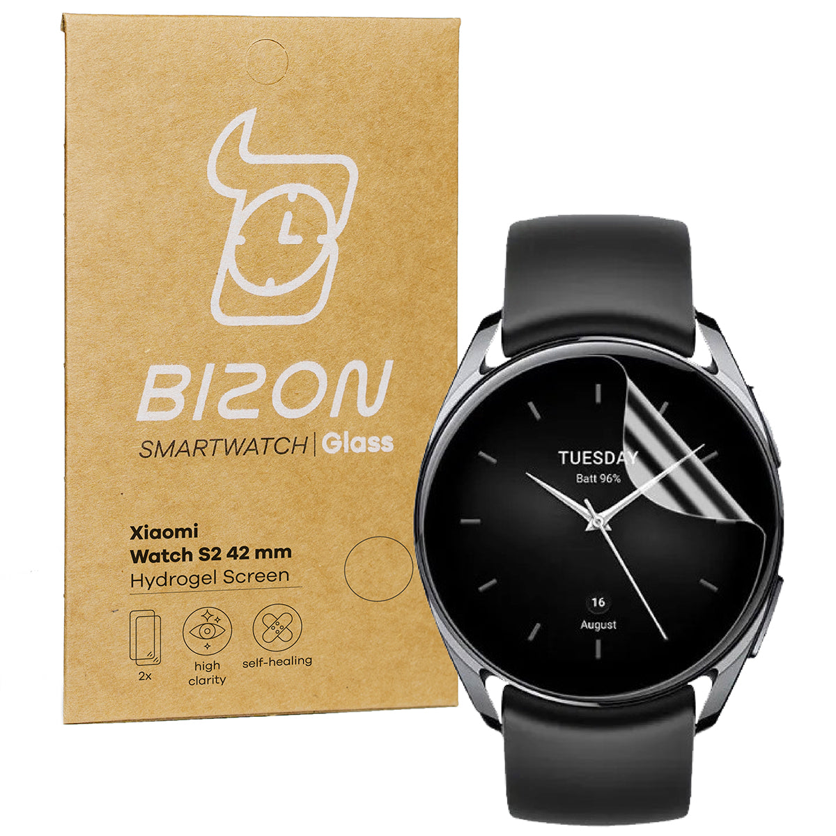 Hydrogel Folie für den Bildschirm Bizon Glass Hydrogel für Xiaomi Watch S2 42 mm, 2 Stück