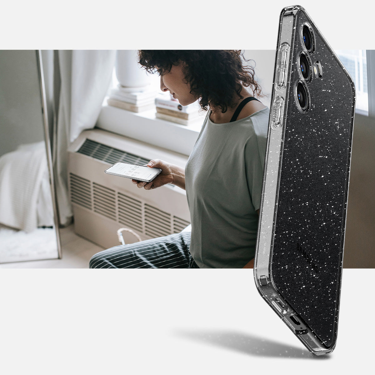 Schutzhülle für Galaxy S24, Spigen Liquid Crystal Glitter, Transparent mit Glitzer