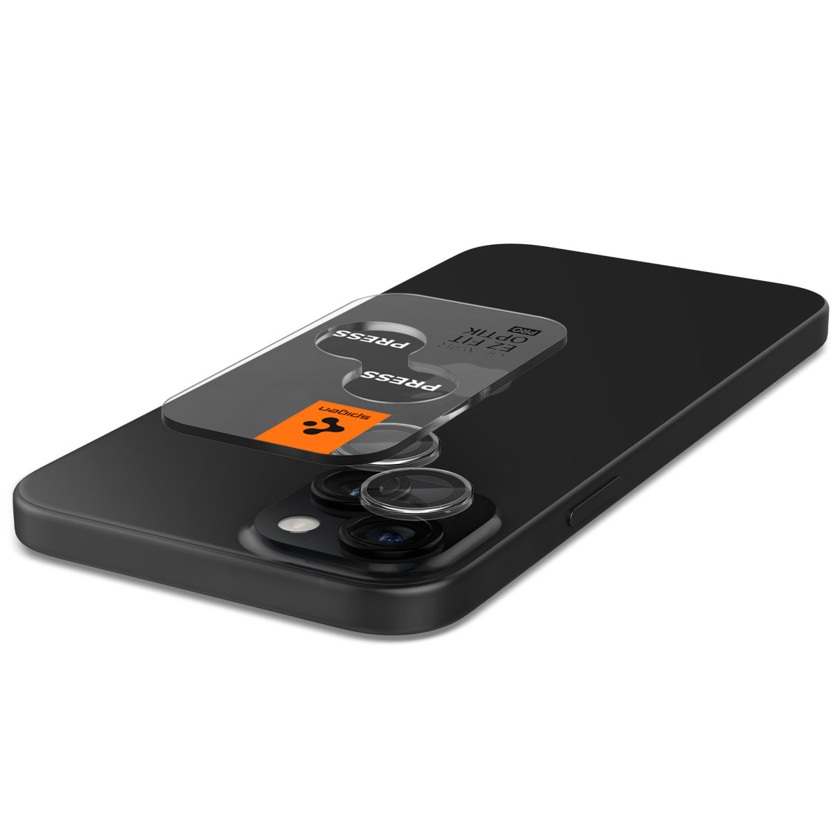 Glas für iPhone 15/15 Plus/14/14 Plus, für die Kamera, Spigen Glas.tR Ez Fit Optik Pro 2-Pack, Schwarz-Transparent