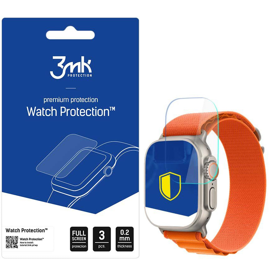 Hybridglas 3mk Watch Protection für Apple Watch Ultra 3/2/1 49 mm, 3 Stück
