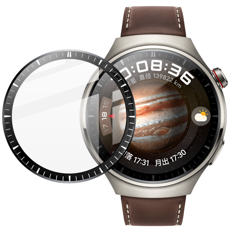 Hybrides Glas für Huawei Watch 4 Pro / 4 Pro Space Edition, Bizon Glass Watch Edge Hybrid, Schwarz
