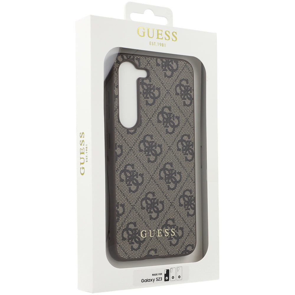 Schutzhülle Guess 4G Metal Gold Logo für Galaxy S23, Braun