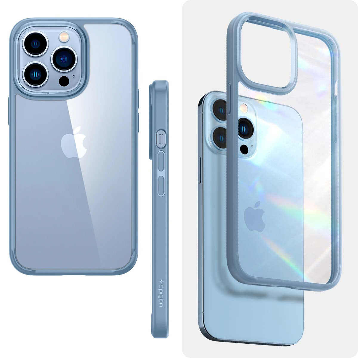 Schutzhülle Spigen Ultra Hybrid für iPhone 13 Pro, Transparent/Blau
