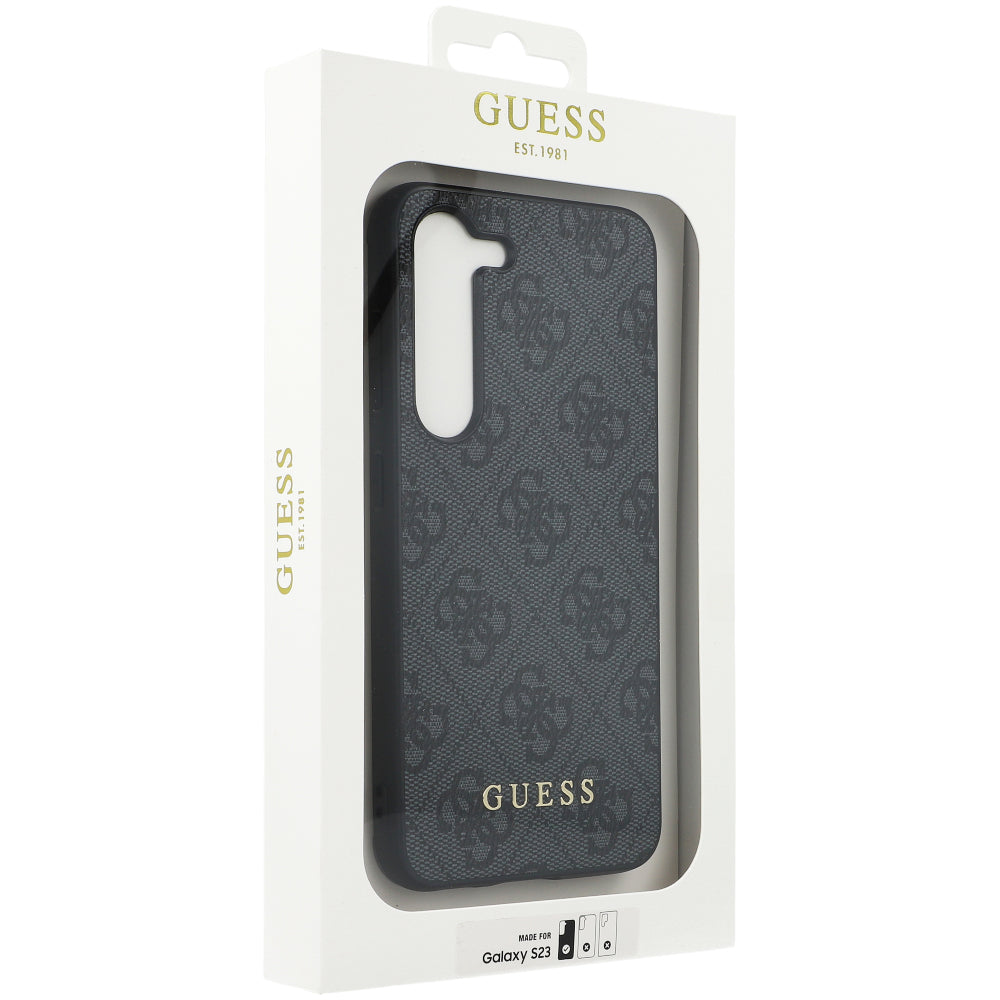 Schutzhülle Guess 4G Metal Gold Logo für Galaxy S23, Grau
