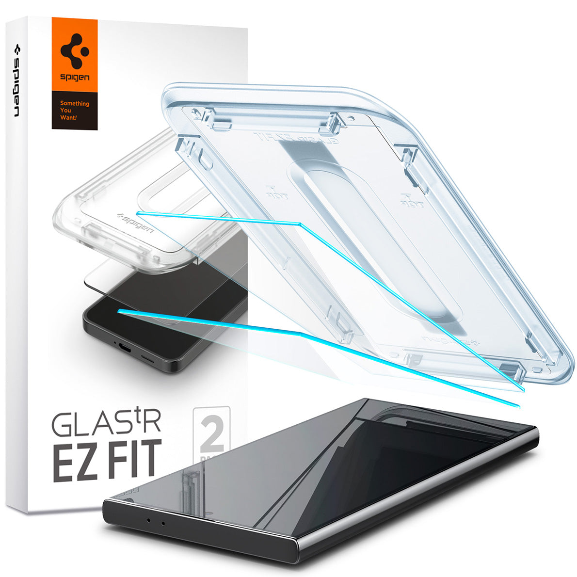 Glas für Galaxy S24 Ultra, Spigen Glas.tR EZ Fit 2-Pack