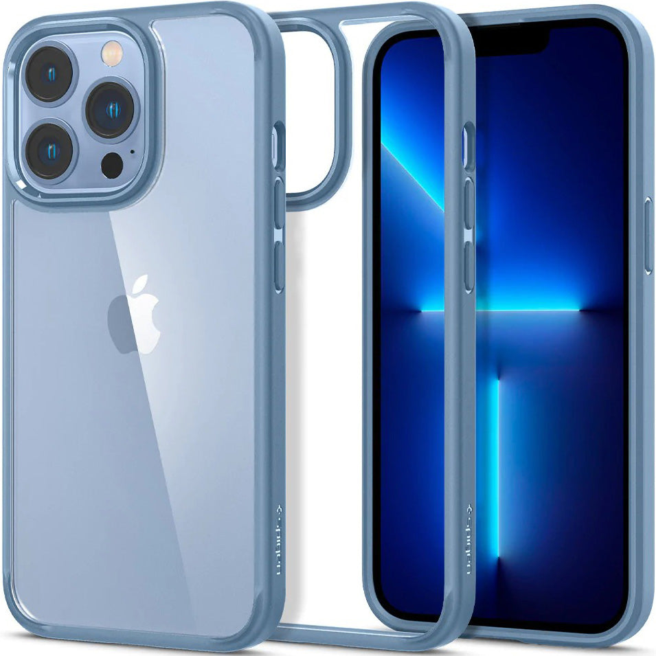 Schutzhülle Spigen Ultra Hybrid für iPhone 13 Pro, Transparent/Blau