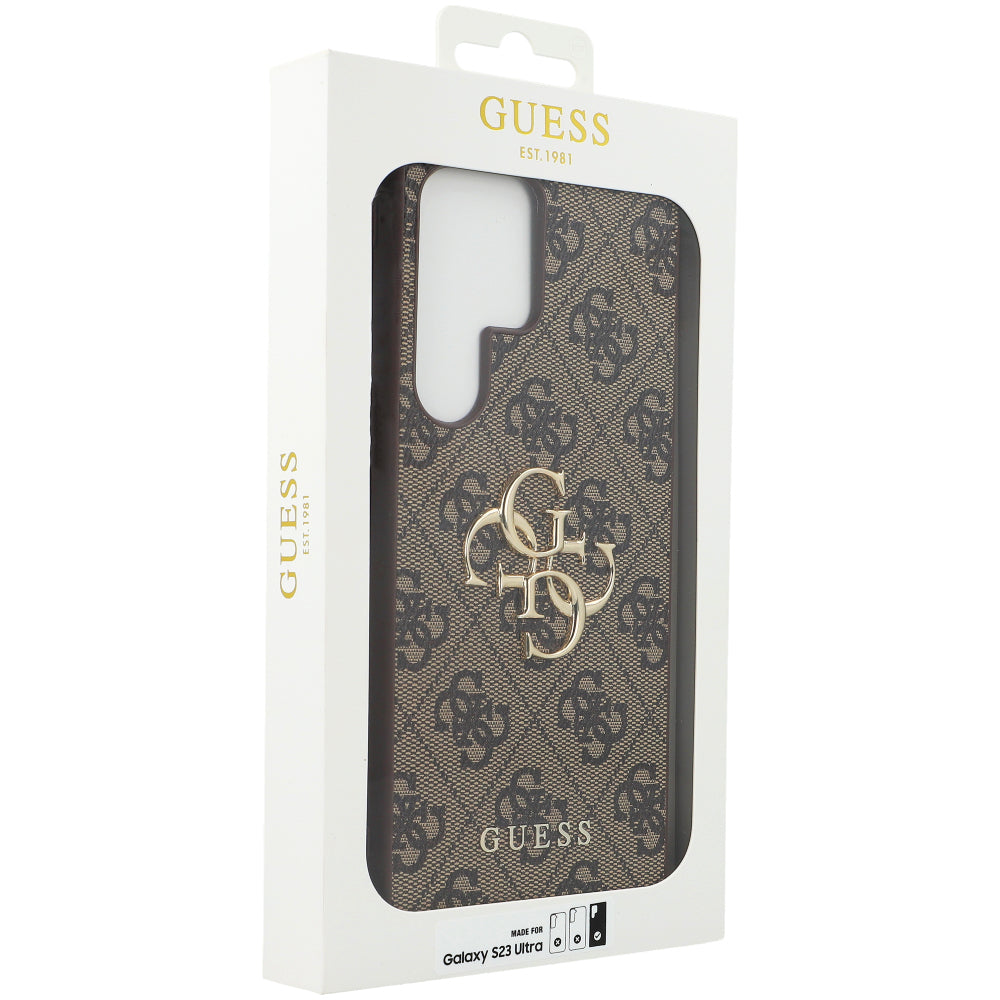 Schutzhülle Guess 4G Big Metal Logo für Galaxy S23 Ultra, Braun