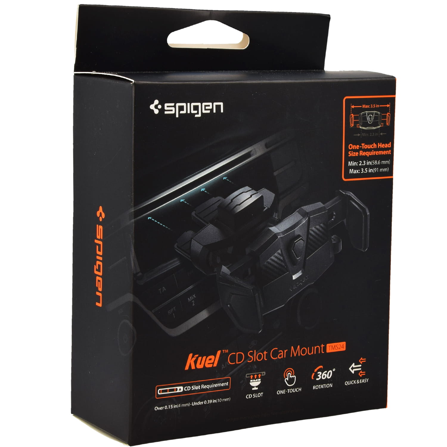 Auto Handyhalterung Spigen Kuel Car Mount CD Slot Type TMS24 (58.6-91mm), Schwarz