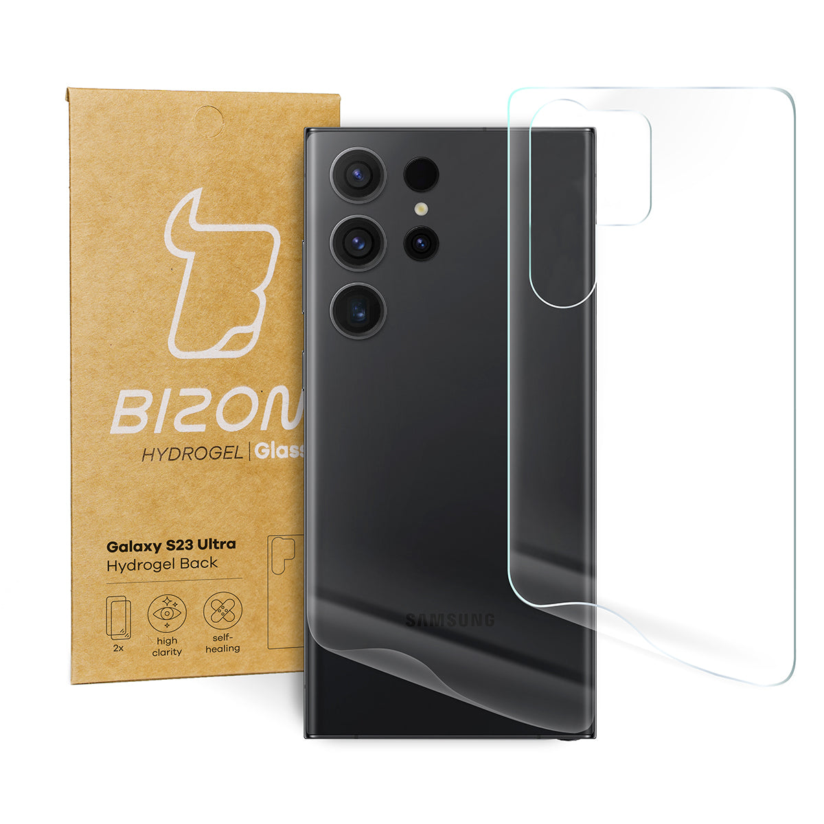 Hydrogel Folie für die Rückseite Bizon Glass, Galaxy S23 Ultra, 2 Stück