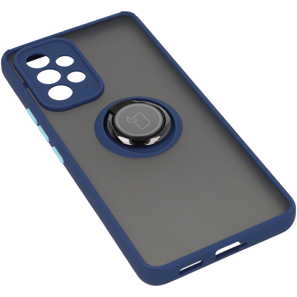 Handyhülle mit Fingergriff für Galaxy A53 5G, Bizon Case Hybrid Ring, getönt mit dunkelblauem Rahmen