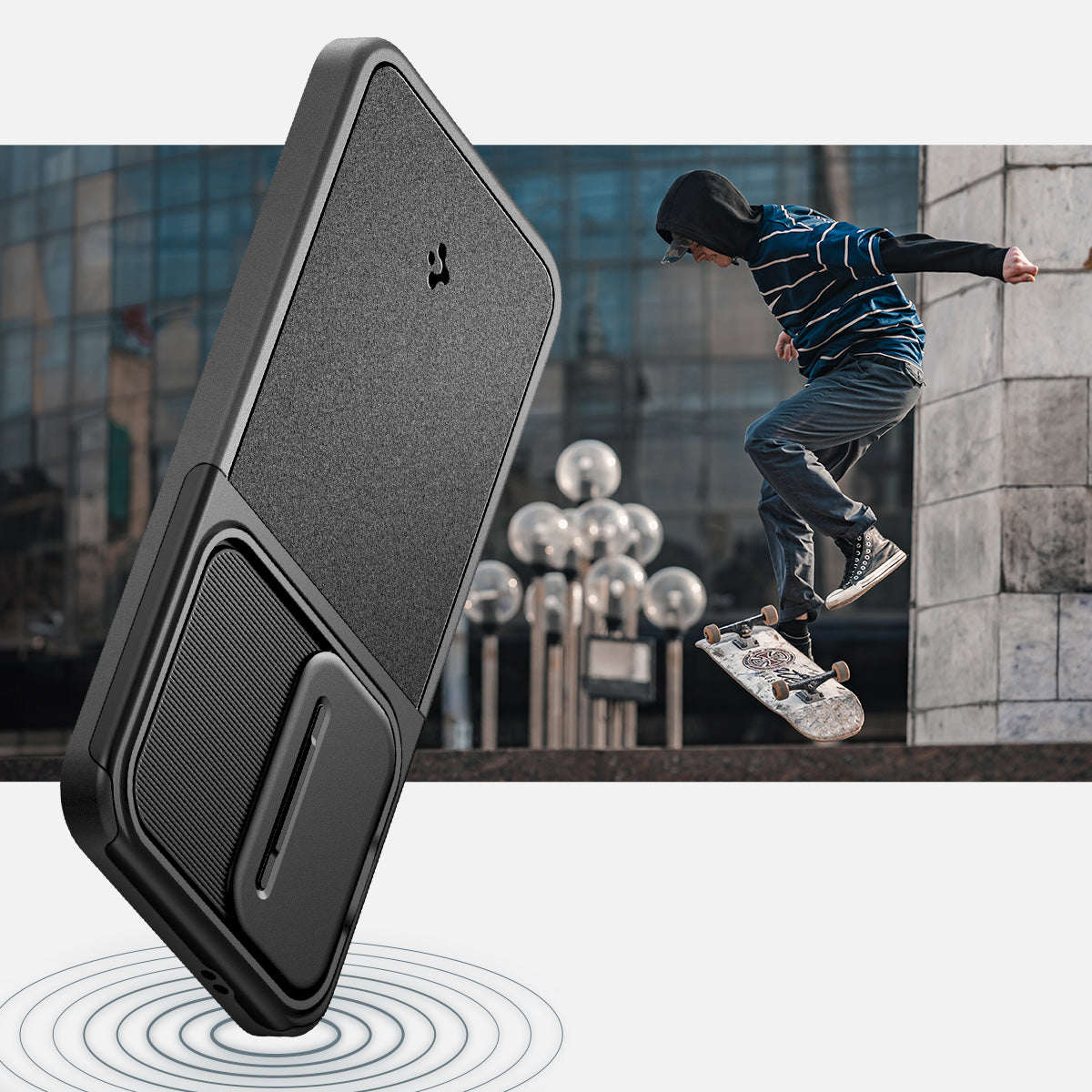 Schutzhülle für Galaxy S24, Spigen Optik Armor, Schwarz