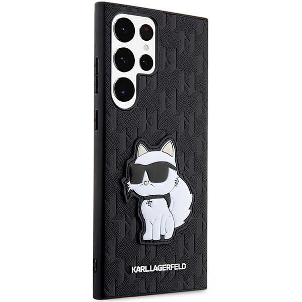 Schutzhülle Karl Lagerfeld  Saffiano Monogram Choupette für Galaxy S23 Ultra, Schwarz