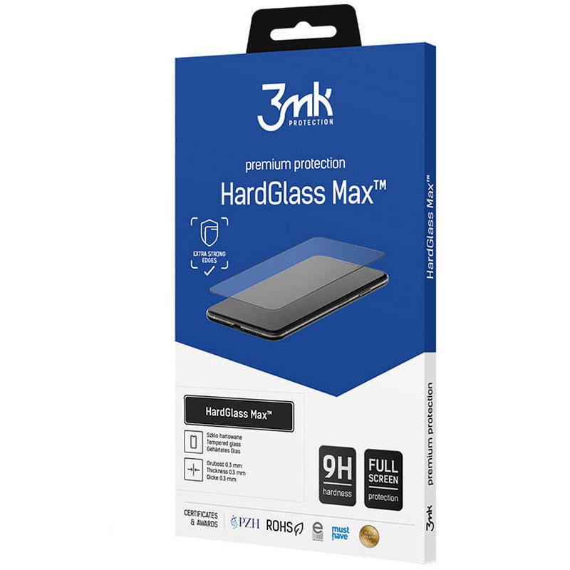 Gehärtetes Glas 3mk HardGlass Max für iPhone 13 Pro Max, schwarzer Rahmen