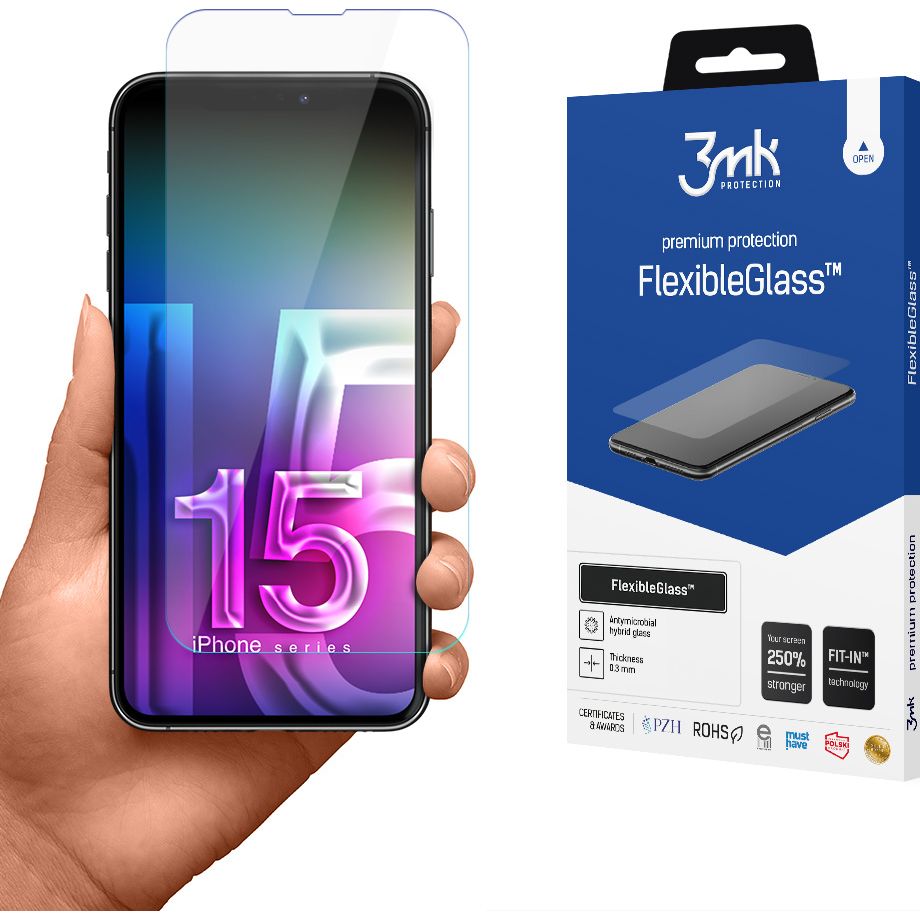 Hybridglas 3mk Flexible Glass für iPhone 15