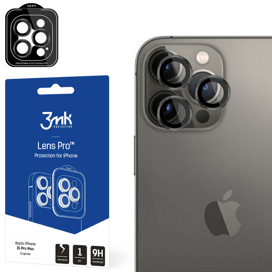 Objektivschutz 3mk Lens Protection Pro für iPhone 15 Pro Max, Graphitgrau