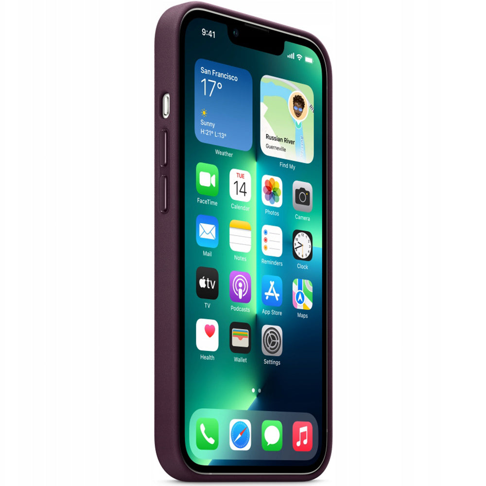 Schutzhülle Apple Leather Case MagSafe für iPhone 13 Pro Max, Dunkelkammer Kirsche