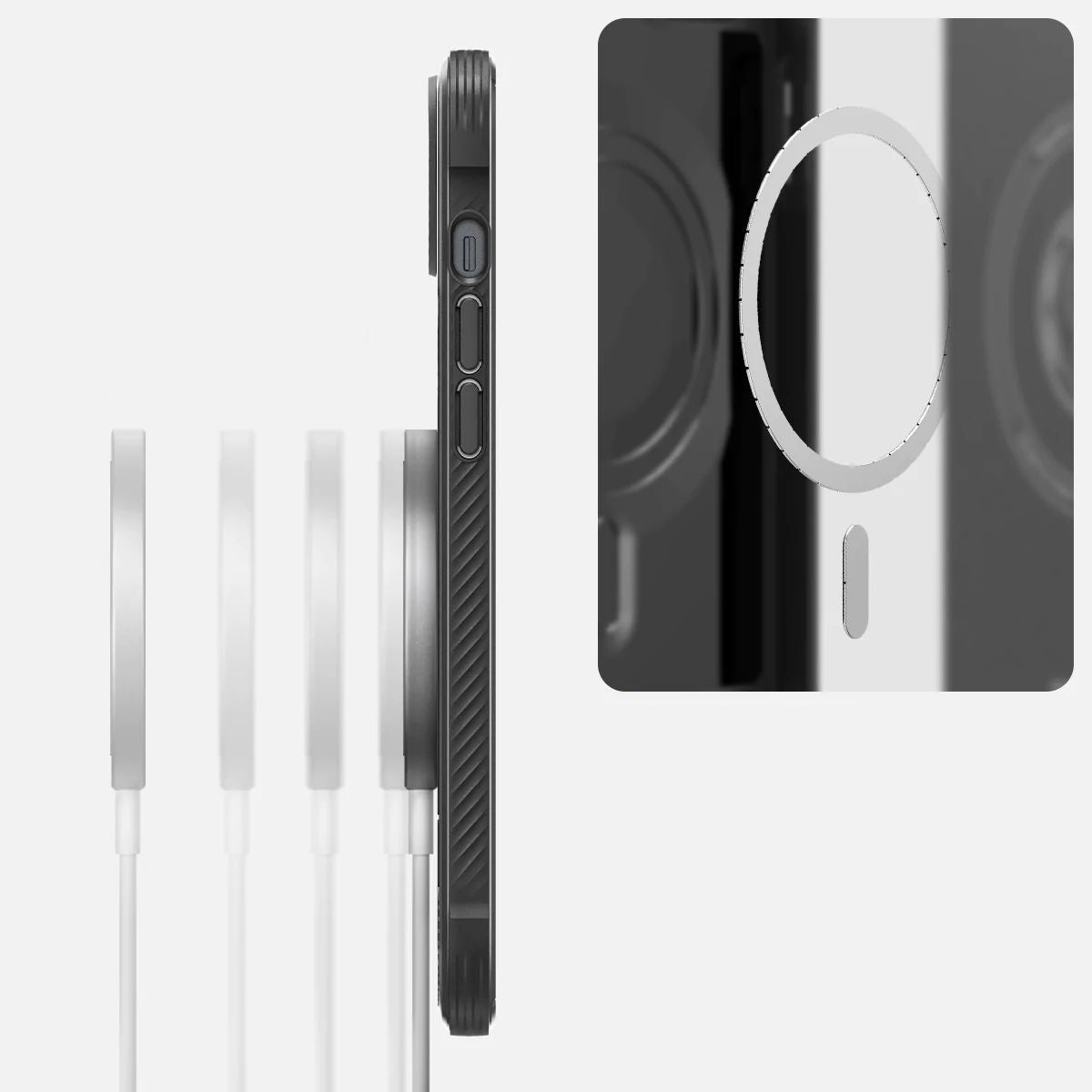 Schutzhülle Spigen Rugged Armor Mag mit MagSafe für iPhone 14, mattes Schwarz