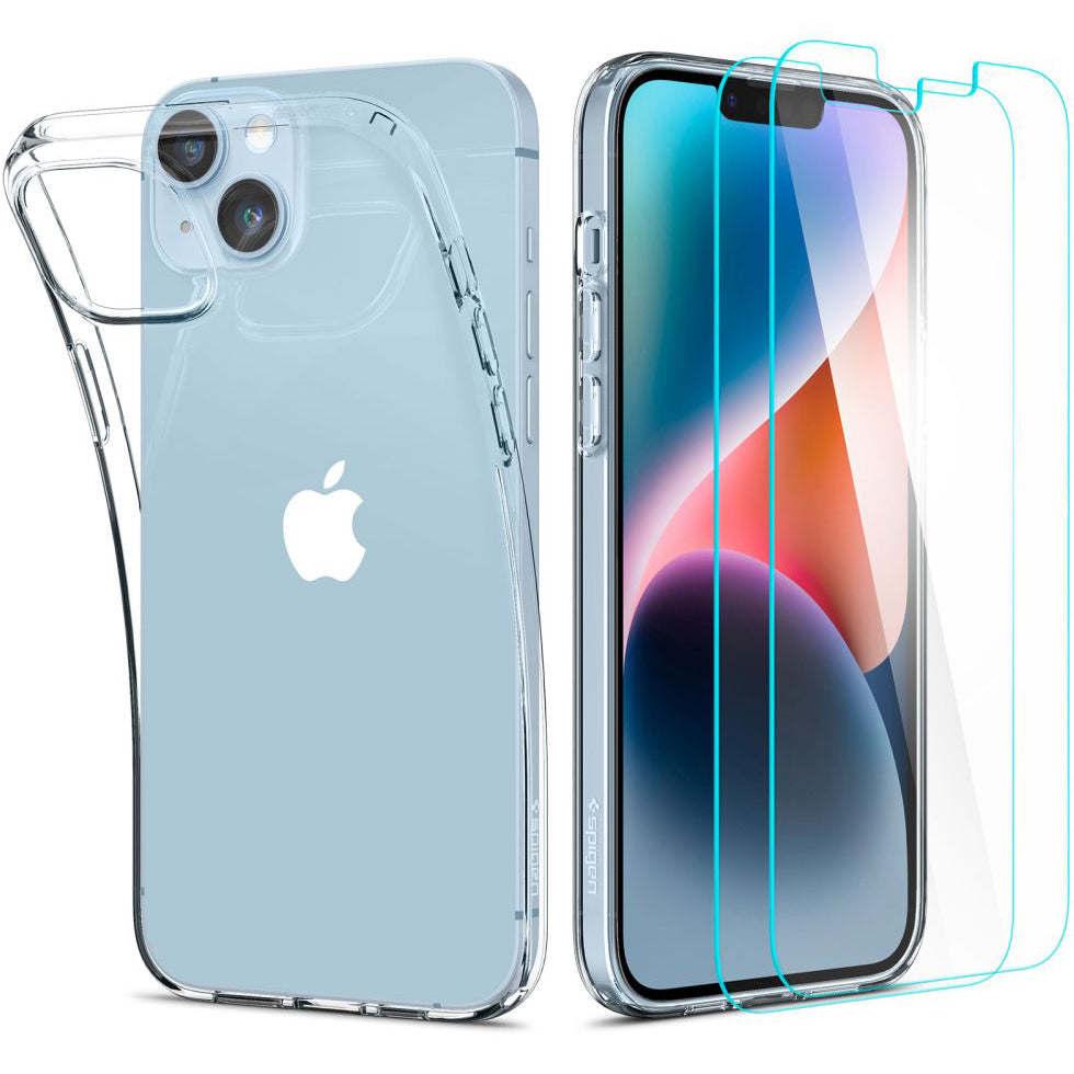 Schutzhülle + 2x Glas Spigen Crystal Pack für iPhone 14 Plus, Transparent