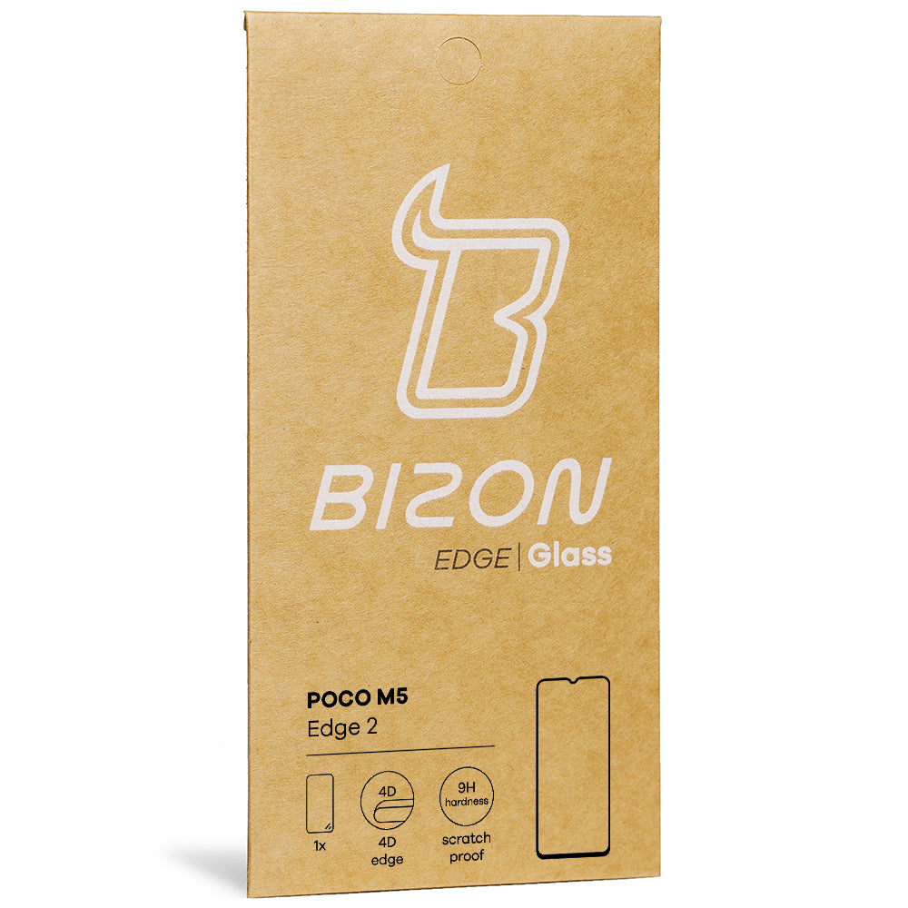 Gehärtetes Glas Bizon Glass Edge 2 für Poco M5, schwarz