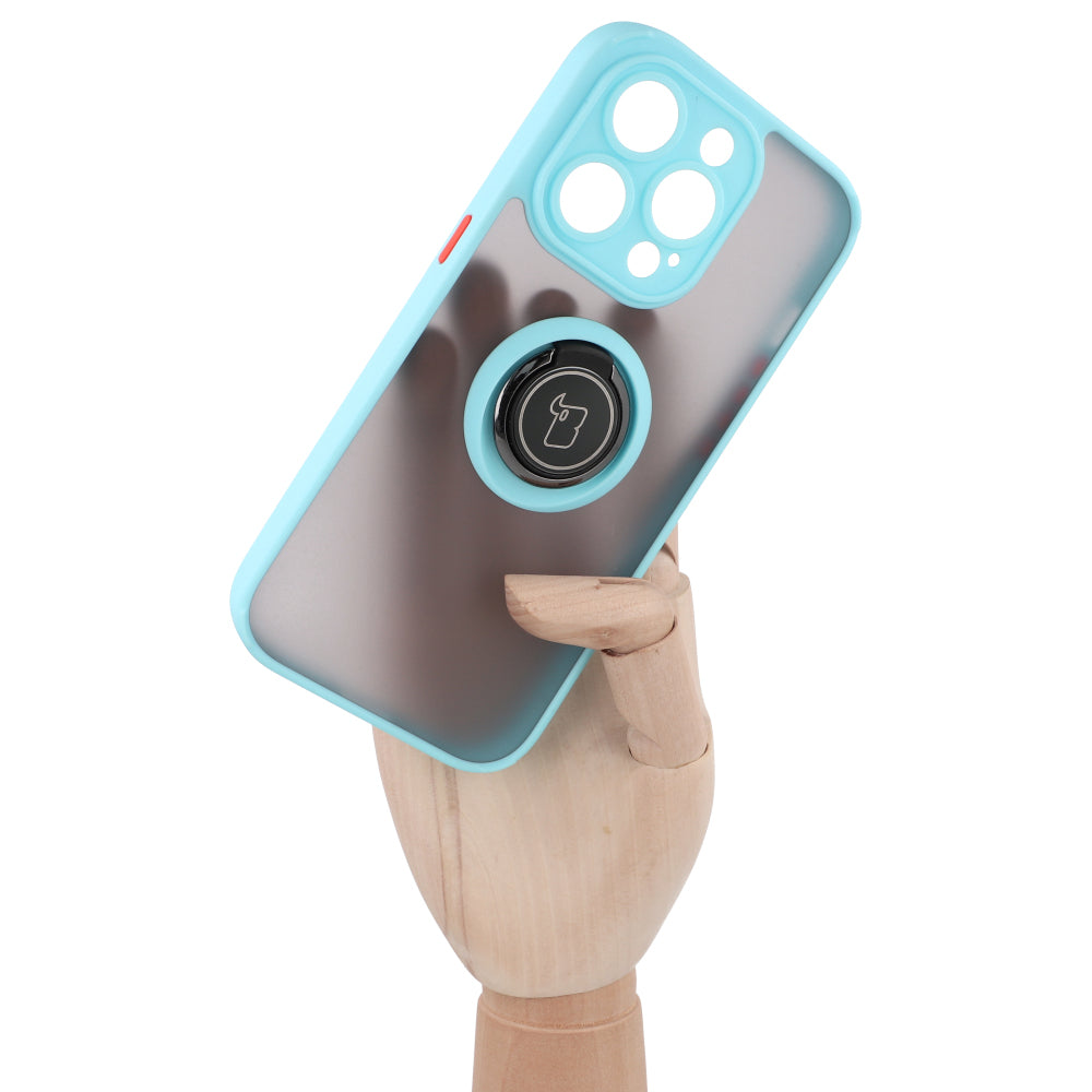Schutzhülle Bizon Case Hybrid Ring für iPhone 14 Pro, himmelblau