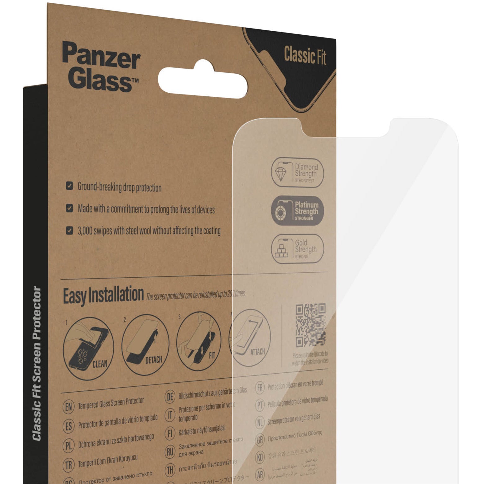 Gehärtetes Glas PanzerGlass Classic Fit für iPhone 14 / 13 Pro / 13