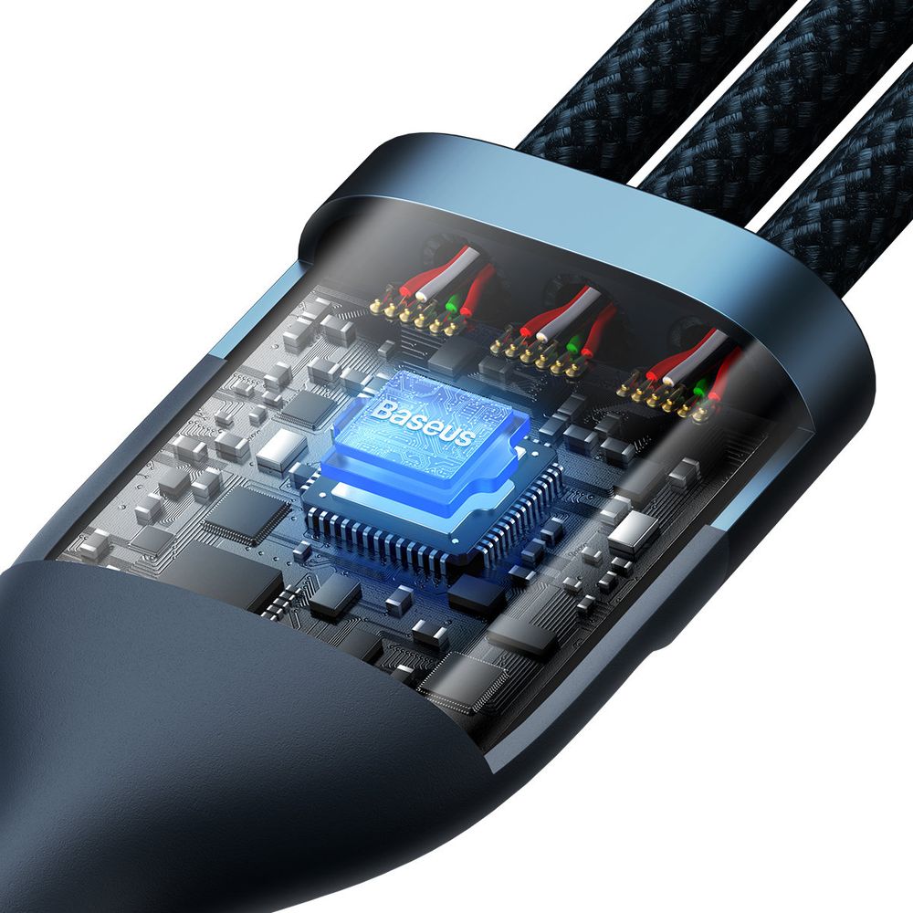 Kabel Baseus Flash Series II 3in1 USB-A für USB-C/ Lighning/ MicroUSB, 1,2m, 66 W, dunkelblau