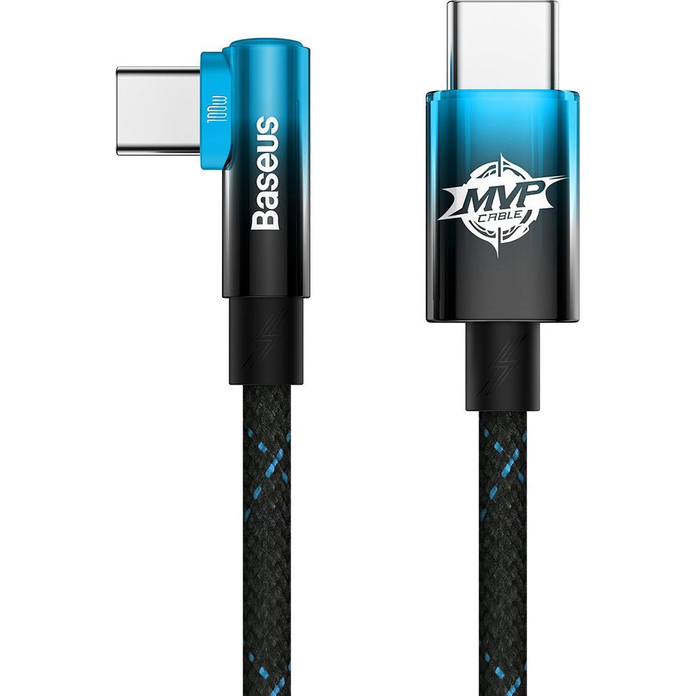 Kabel Baseus MVP 2 Elbow 100W 5A USB-C für USB-C 2m, Schwarz/Blau