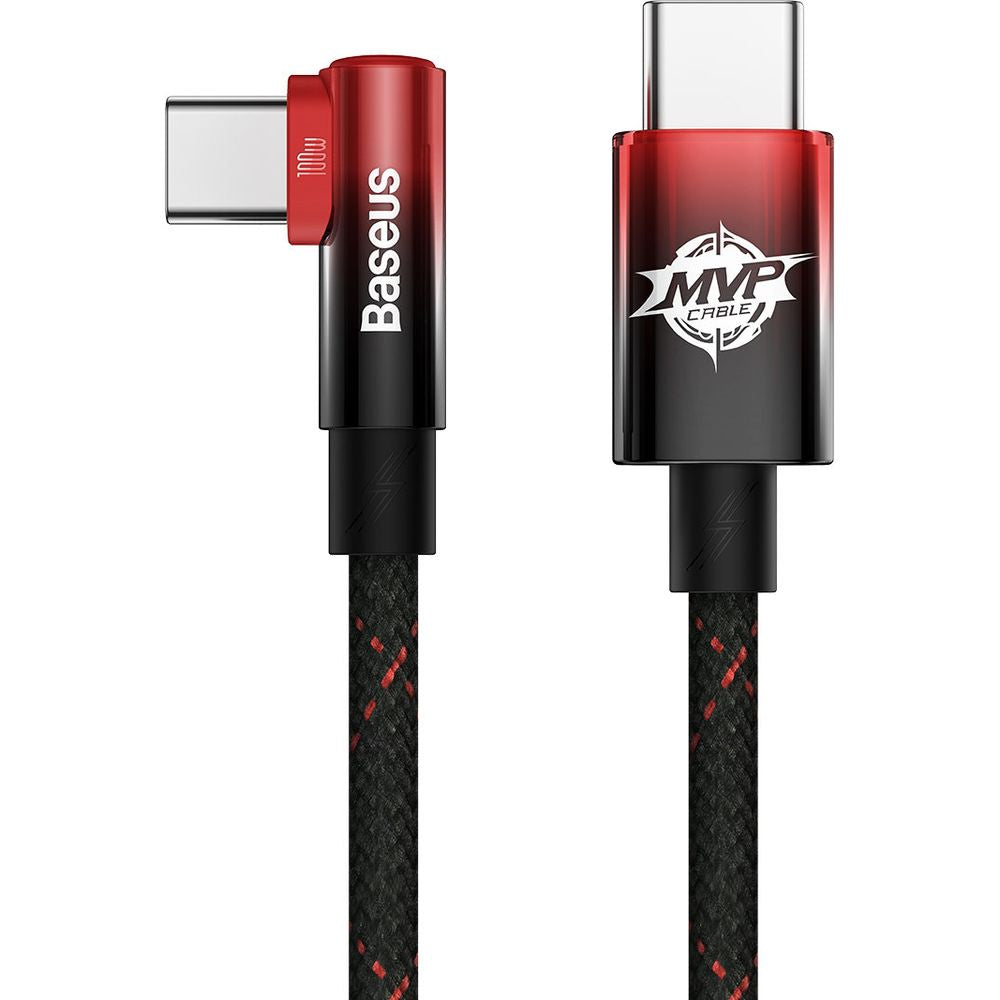 Kabel Baseus MVP 2 Elbow 100W 5A USB-C für USB-C 1m, Schwarz/Rot