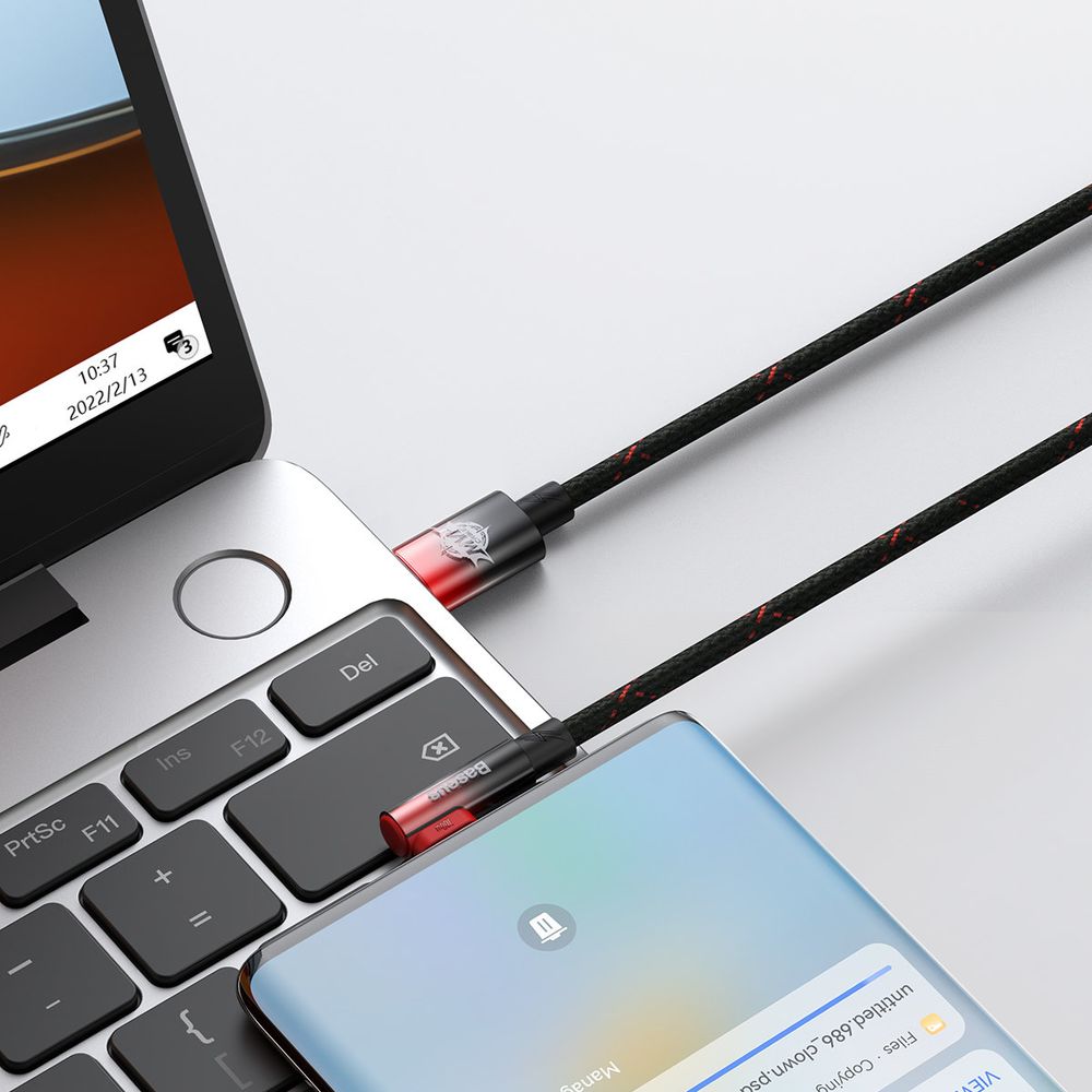 Kabel Baseus MVP 2 Elbow 100W 5A USB-C für USB-C 1m, Schwarz/Rot
