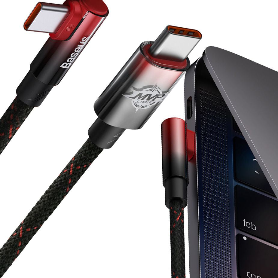 Kabel Baseus MVP 2 Elbow 100W 5A USB-C für USB-C 1m, Schwarz/Rot