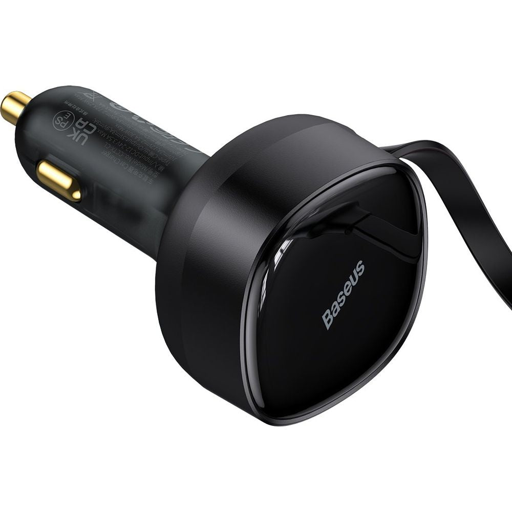 Autoladegerät Baseus Enjoyment Retractable 30W, 1x Lightning, 1x USB-C, Schwarz