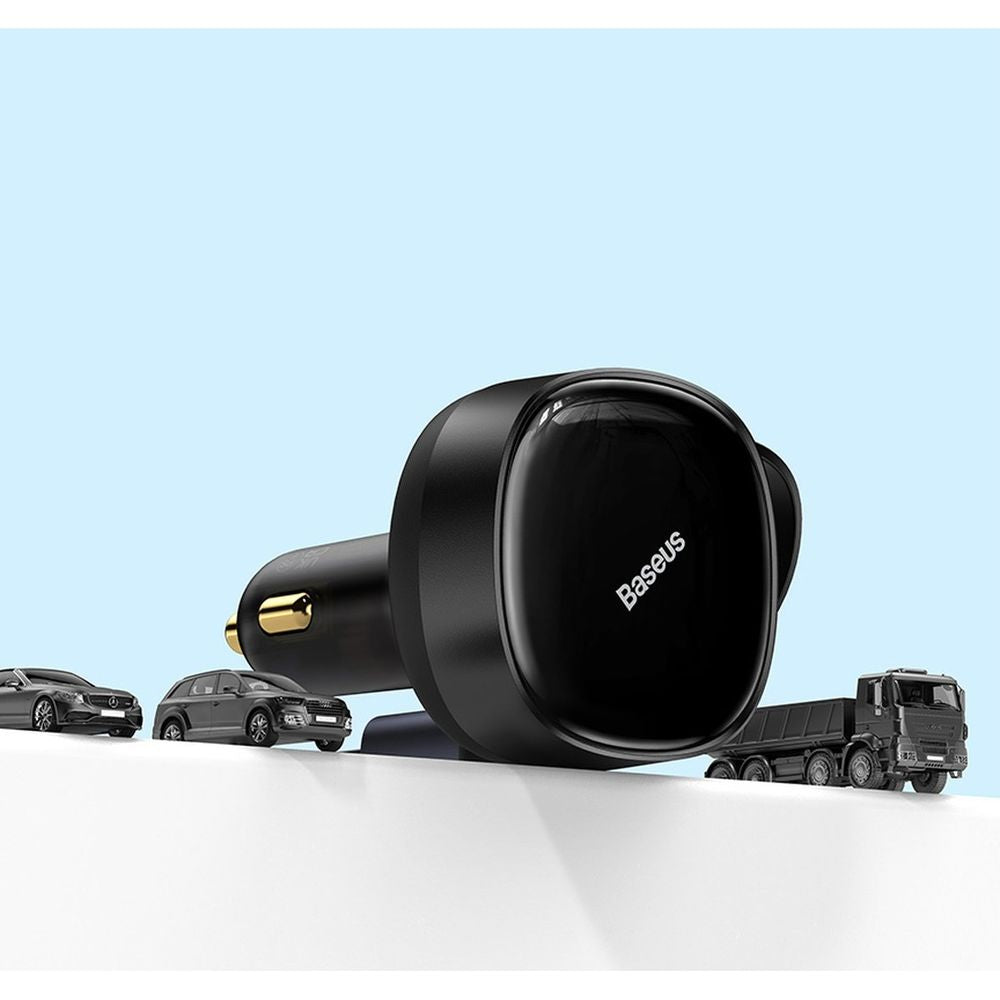 Autoladegerät Baseus Enjoyment Retractable 30W, 1x Lightning, 1x USB-C, Schwarz