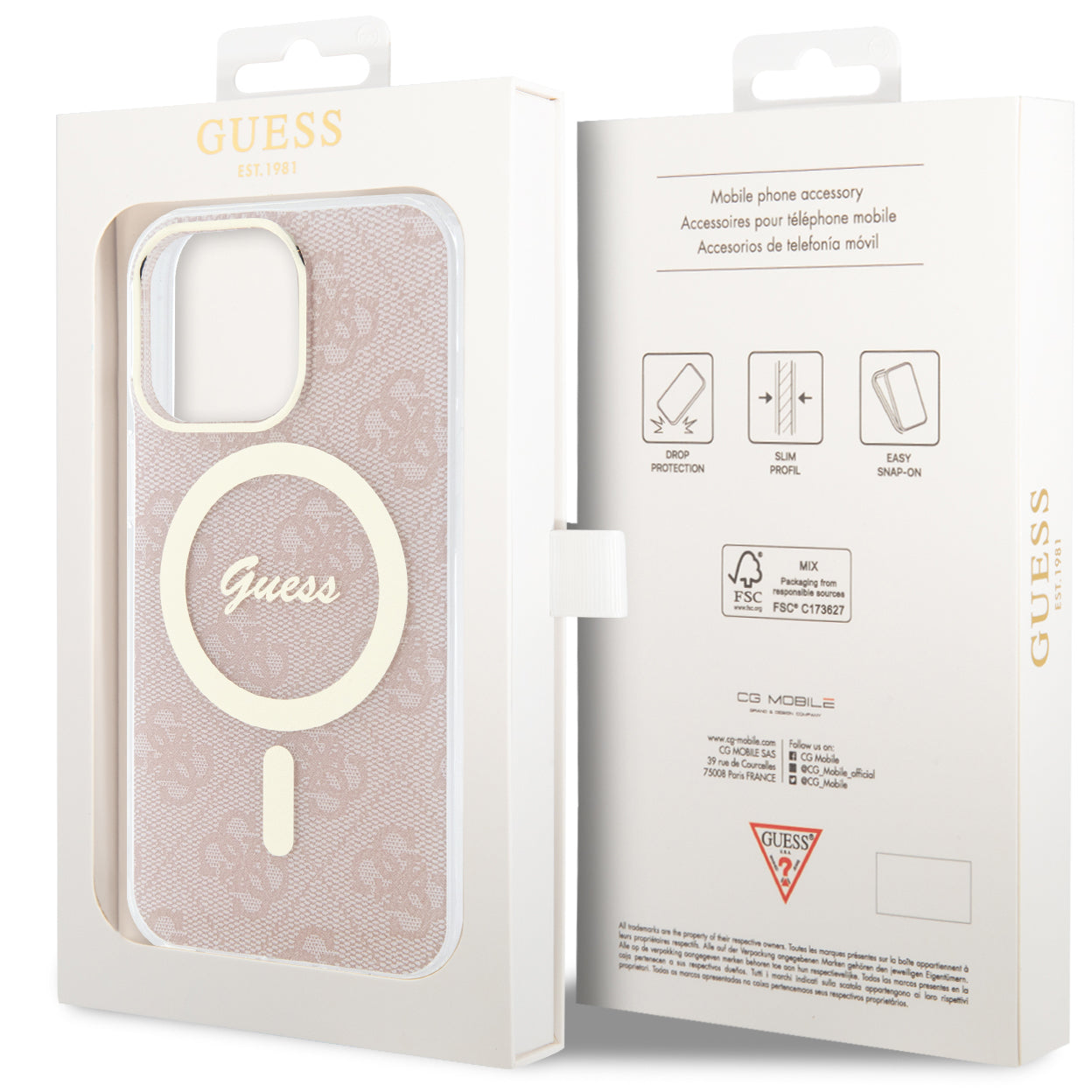 Guess Hardcase 4G MagSafe Tasche für iPhone 13 Pro, Rosa