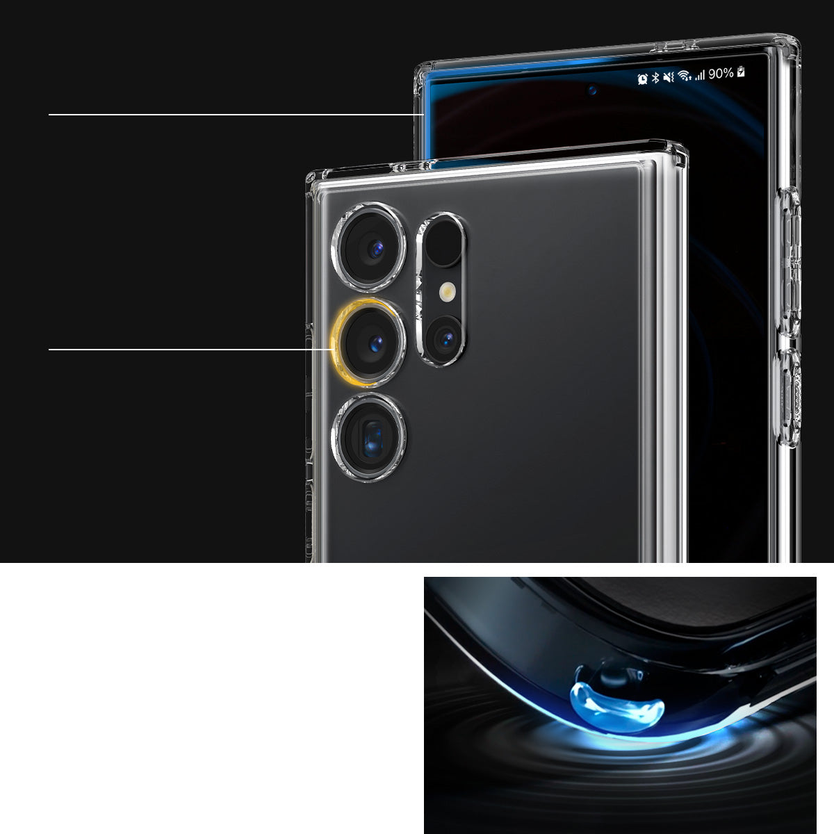 Schutzhülle für Galaxy S24 Ultra, Spigen Ultra Hybrid S, Transparent