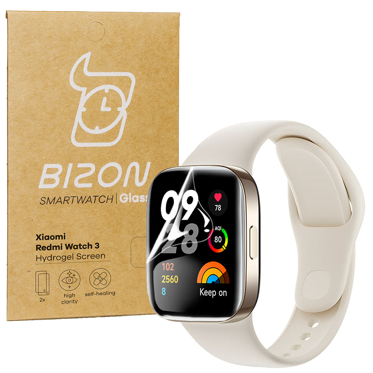 Hydrogel Folie für den Bildschirm Bizon Glass Hydrogel für Xiaomi Redmi Watch 3, 2 Stück