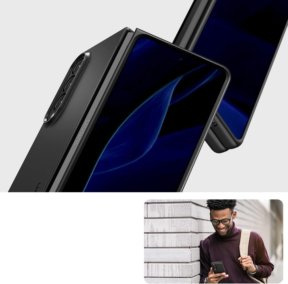Schutzhülle Spigen Air Skin für Galaxy Z Fold4, Schwarz