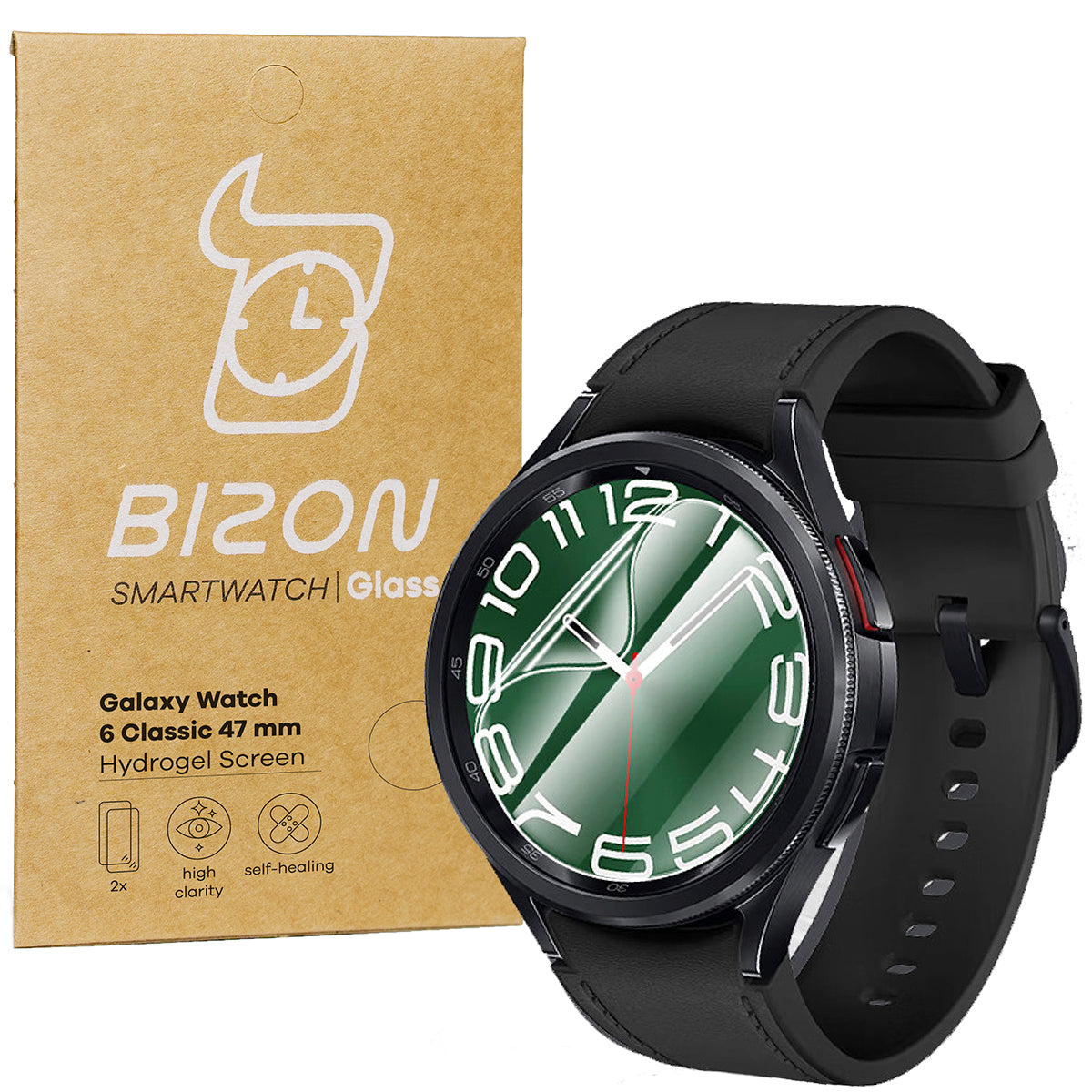 Hydrogel Folie für den Bildschirm Bizon Glass Watch Hydrogel Duo für Galaxy Watch 6 Classic 47 mm, 2 Stück