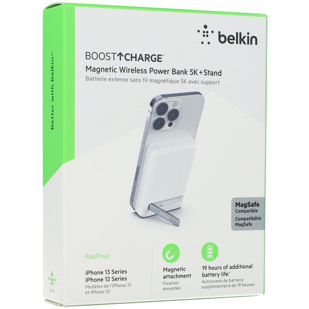 Akku Belkin Boost Power Bank mit MagSafe Qi 5K 7,5W 5000 mAh + Stand, Weiß